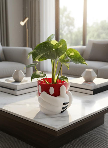 Mickey Mouse Inspired Plant Pot– Red & White