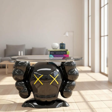 KAWS-Inspired Side Table– Plexiglass Top, Modern Decor