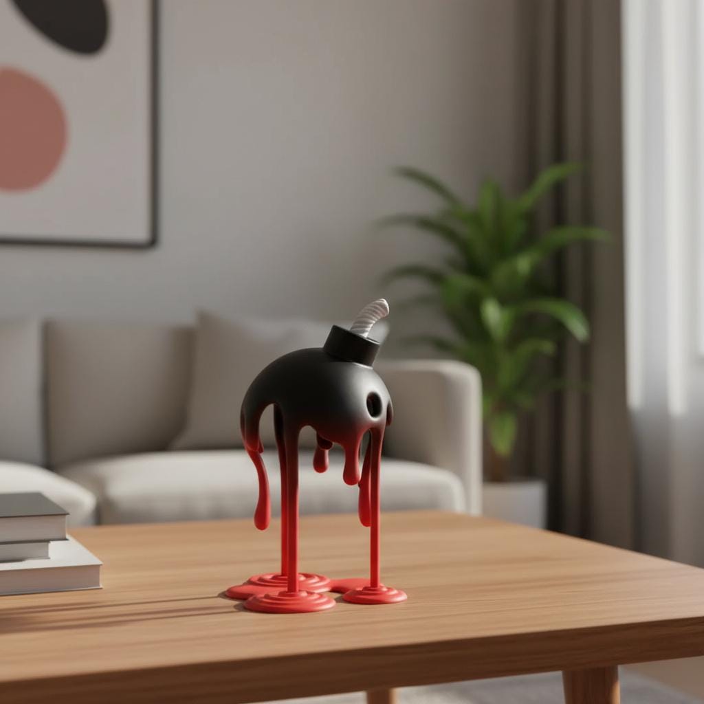 Hyperbeast Melting Bomb Sculpture– Artistic Gaming Desk Decor