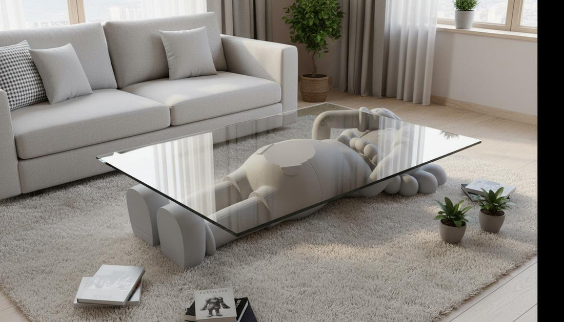 Shape Coffee Table Special Design Plastic Material 100 cm Long with Gray Brown Black Color Options for Modern Home Decor
