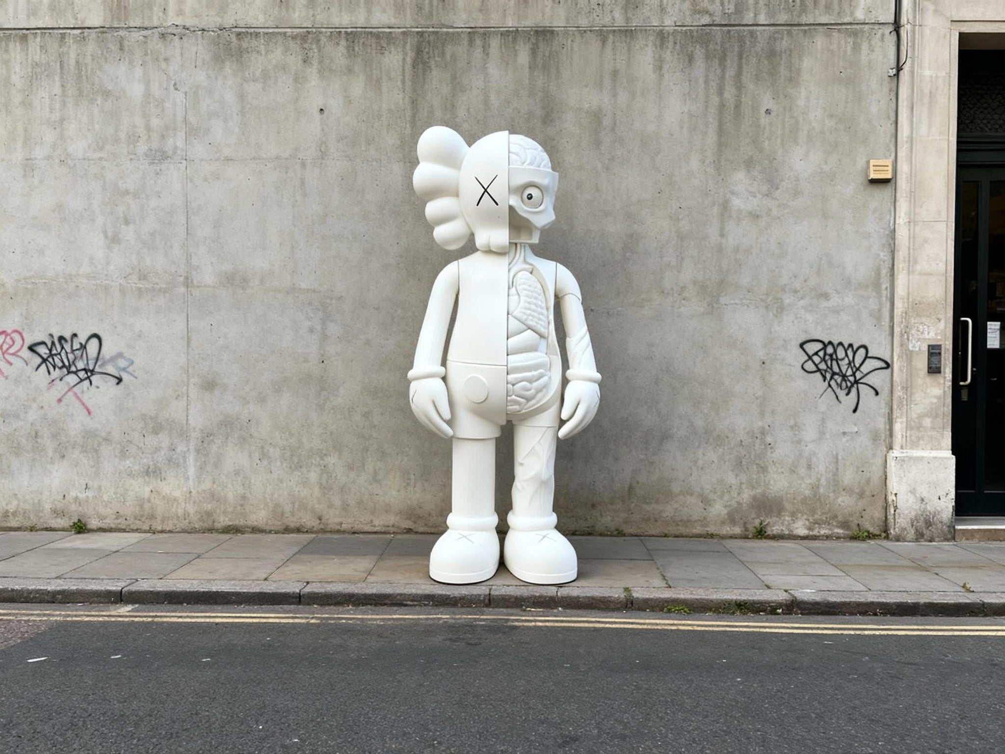 KAWS Style Flayed Head White XL Statue –