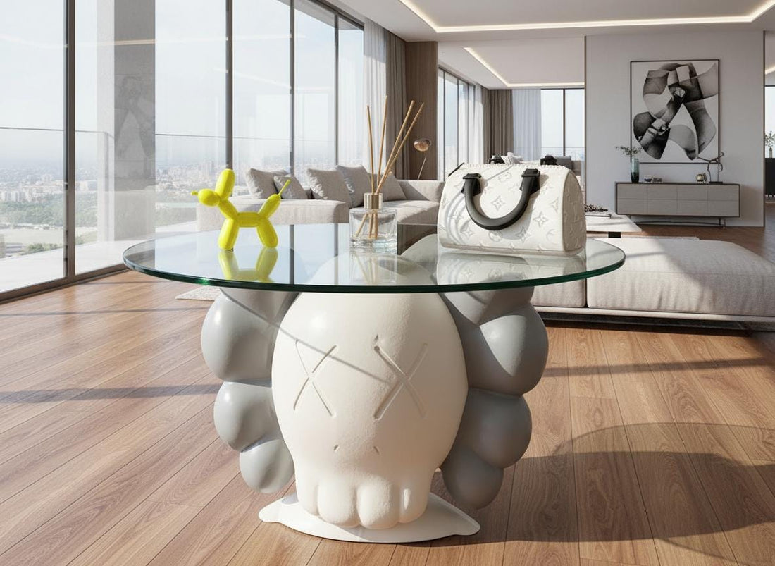 KAWS-Inspired Side Table– Plexiglass Top, Modern Decor