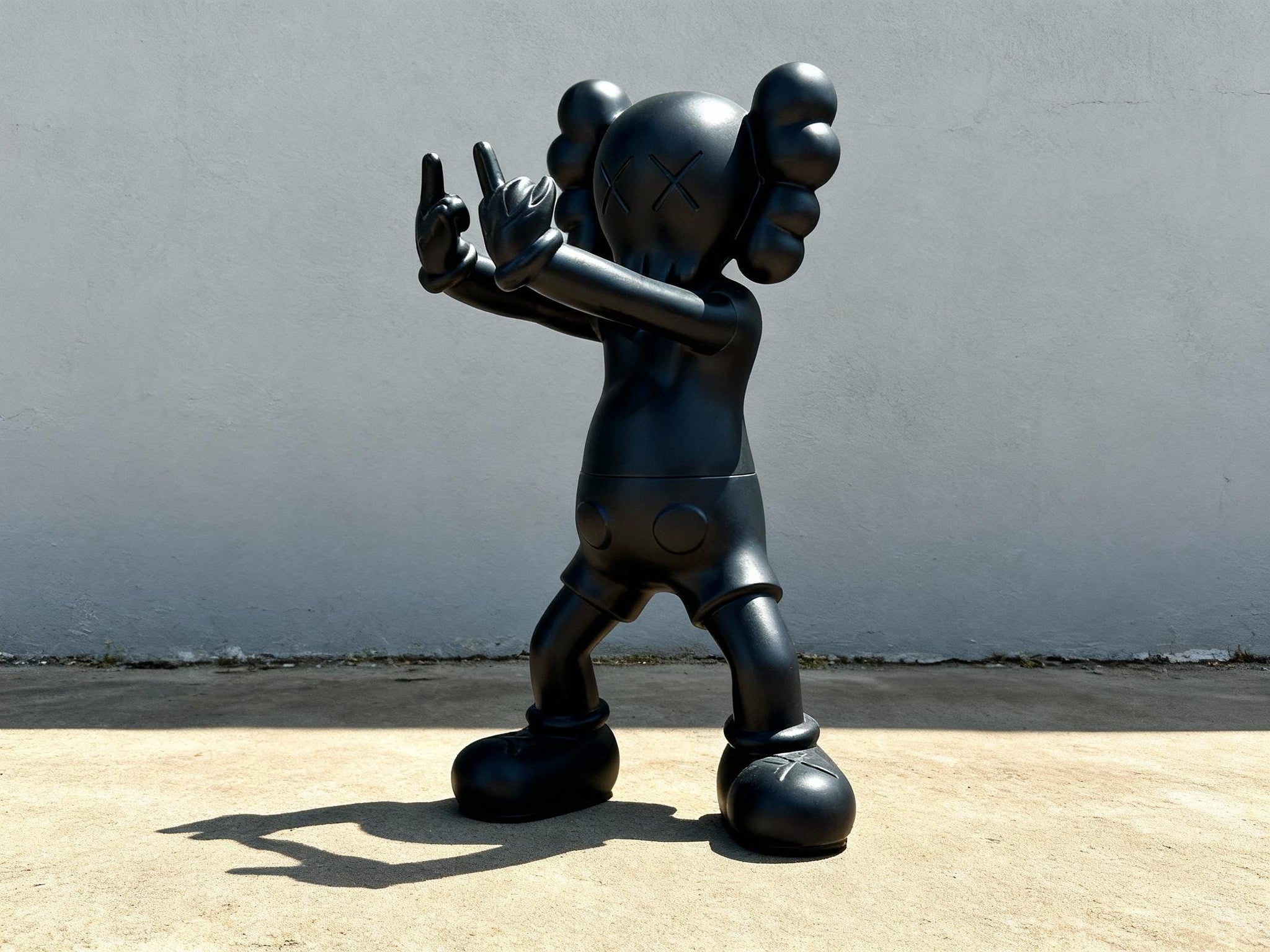 Middle Finger Inspired KAWS Style Sculpture – Black