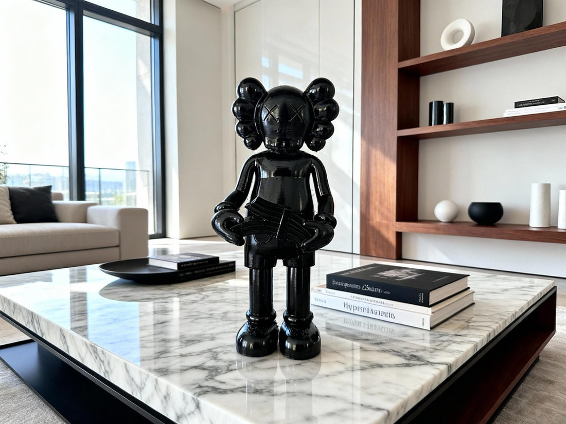 KAWS-Style Money Counting Figurine– Black Luxury Art Toy