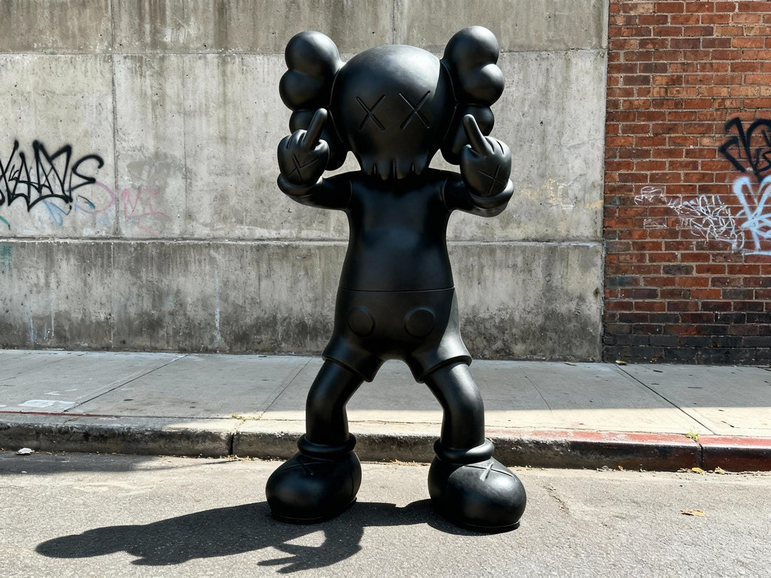 Middle Finger Inspired KAWS Style Sculpture – Black